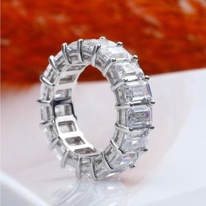 Italo Emerald Cut Eternity Wedding Band Ring Affordable
